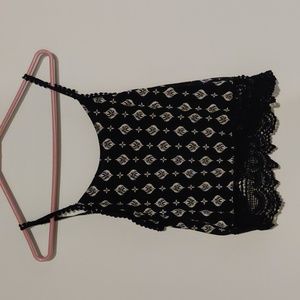 Mason+Mackenzie Black Crochet Trim Halter Tank Size M